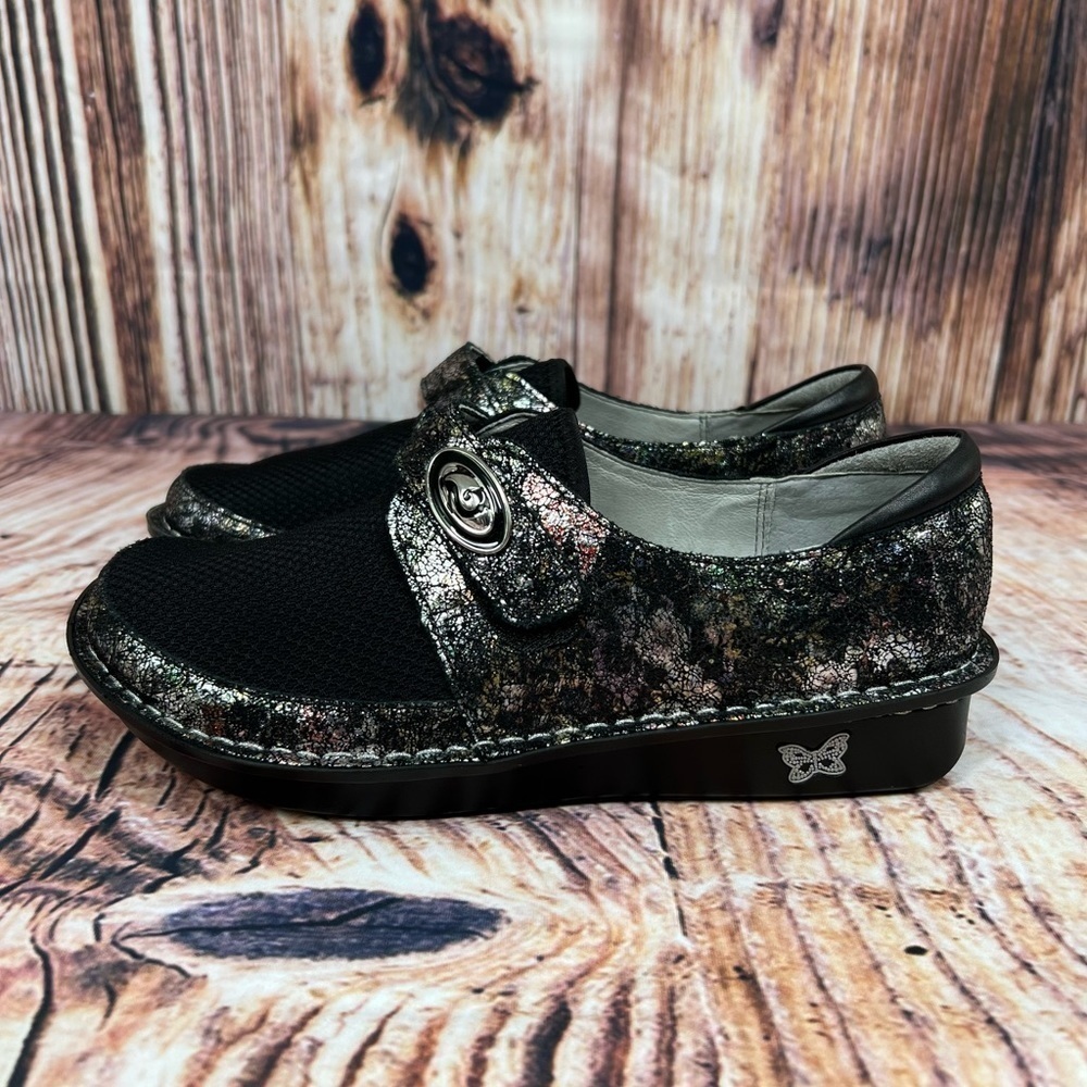 Alegria Black Metallic Brenna Mesh Loafer Clogs Women’s 38